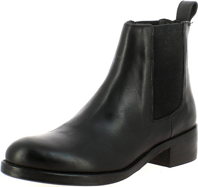 

Saint G Women Black Leather Ankle Boots For Women(Black