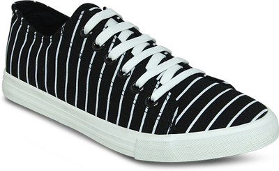 

Get Glamr STRIPED LACE UPS Canvas Shoes For Men(Black)