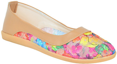 

Footrendz Ethnic Embroided Tissue Bellies For Women(Multicolor, Beige
