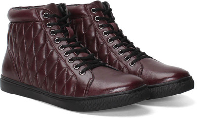 

Bare Skin Leather Sneakers For Men(Burgundy)