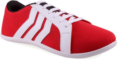 Shoe Striker Stripes Red Canvas Shoes For Men(Red), Red_4