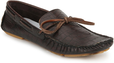 

Knotty Derby Brown Croc Print Riddle Boat Shoes For Men(Brown