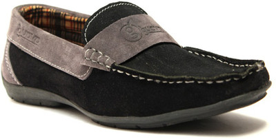 

Guava Black & Grey Leather Loafers For Men(Black, Grey