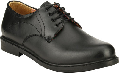 

GAI Black Leather Formal Derby Lace Up Shoes For Men(Black