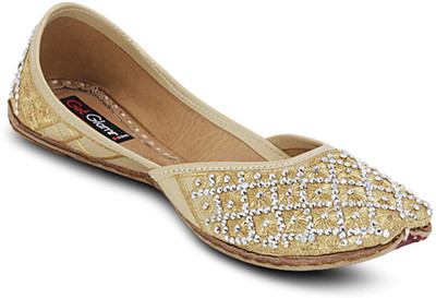 

Get Glamr Designer Mojaris For Women(Gold