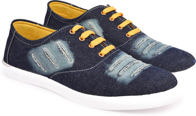 

True Soles Men's Blue Denim Canvas Shoes For Men(Navy