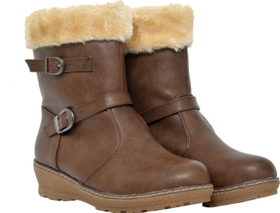 

Pinza Mid Length with Fur Lining Boots For Women(Brown