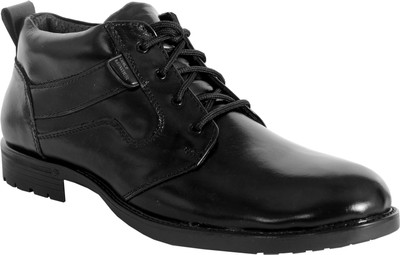 

Shoebook Black Leather Shoes Lace Up For Men(Black