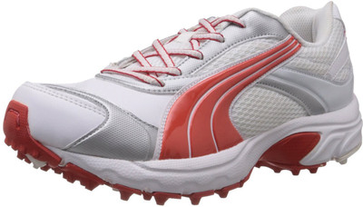 Puma Lithium Rubber DP Cricket Shoes For Men(White, Orange, White-grenadine