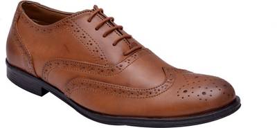 Hirel's Tan Stylish Brogues Lace Up