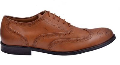 Hirel's Tan Stylish Brogues Lace Up