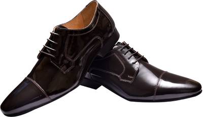 Hirel's Men Grey Patent Derby Lace Up