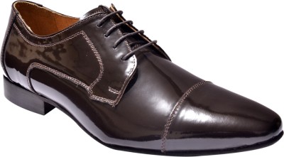 

Hirel's Men Grey Patent Derby Lace Up For Men(Grey