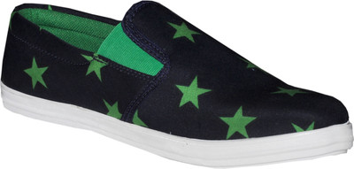 

TheWhoop Mens Star Design Green Blue Casual Shoes Loafers For Men(Green