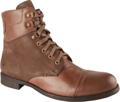 

Salt N Pepper 13-275 Oldmonk Brown Dark Brown High Ankle Lace Up Boots Boots For Men(Brown