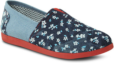 

Get Glamr Floral Slip Ons Canvas Shoes For Women(Blue