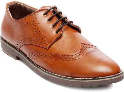 

TEN Tan Leather Brogues Lace Up For Men(Tan