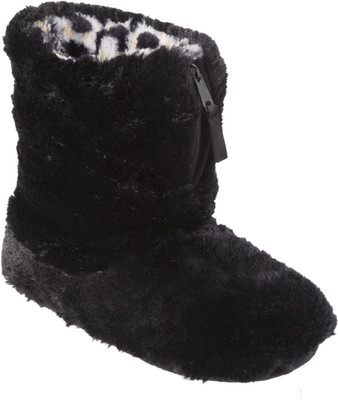 

Dearfoams Fur Long Booties with Zipper Black Boots For Women(Black