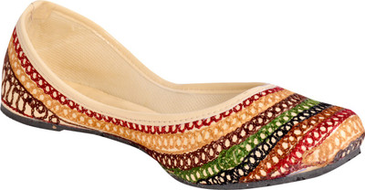 

Panahi Synthetic Casual cum Party wear Belly Shoes Ethnic Footwear Mojari Jutis For Women(Multicolor, Cream