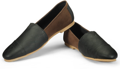 

FUNK Zoug Black Leather Look with Brown Suede Casuals For Men(Black, Brown