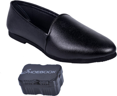 

Shoebook Black Leather Nagra Jutti Slip On For Men(Black