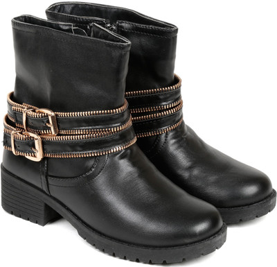 

TEN Black Leather Boot Boots For Women(Black)