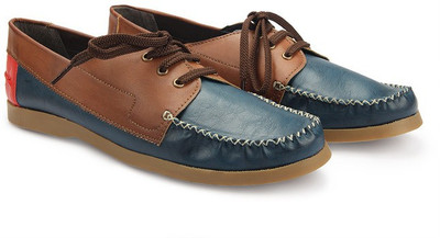 

Knotty Derby Quoddy Derby Boat Shoes For Men(Blue, Blue+tan