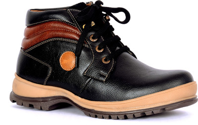 

Sam Stefy Synthetic Leather Black Boots For Men(Black)