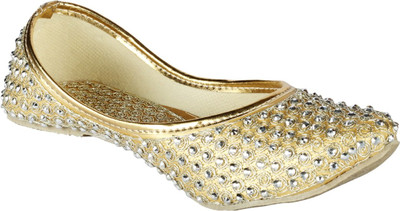 Tryfeet Mesh Mojaris For Women(Gold, Golden