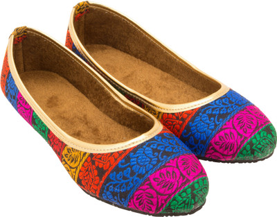 

Footrendz Embroidered Jutis For Women(Blue), Blue::pink::green::red::yellow