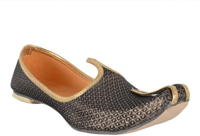 

DFR Black with golden checks Jutis For Men(Black, 01 black