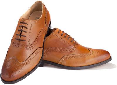 Walker Styleways Classic Tan Leather Brogue Lace Up Shoes