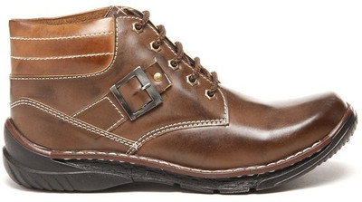 

Zapatoz Two Tone Brown Buckled Boots For Men(Brown