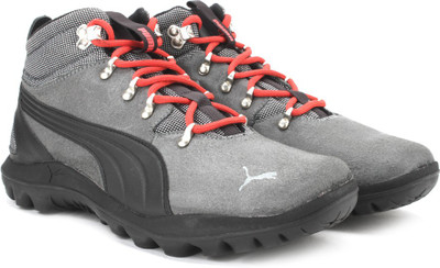 

Puma Silicis Mid DP Outdoor Shoes For Men(Grey, Dark shadow-limestone gray-high risk red