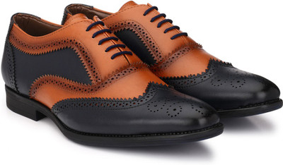 

Levanse Executive Brogue Dual tone Oxford For Men(Black, Brown, Leather blue