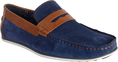 

Urban Nation Flexible Suede Loafer With Foootbed Loafers For Men(Blue, Blue/tan
