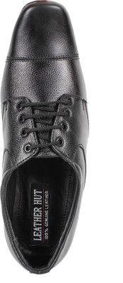 

LEATHER HUT Genuine Leather Lace Up For Men(Black