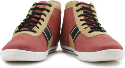 

Globalite Straper Men High Ankle Sneakers For Men(Beige, Red), Red black