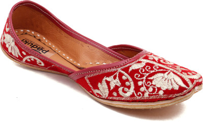 

Paduki Ethnic Footwear Mojaris For Women(Red, White)