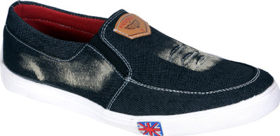 Wonkey Canvas Jeans Loafers For Men(Black