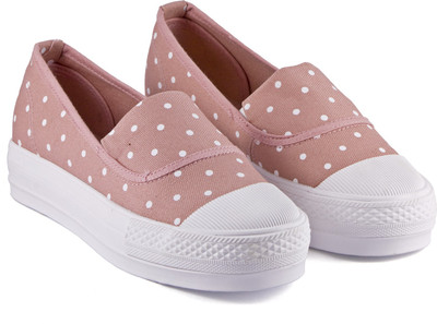 

DeVEE 45mm Authentic Platform Pink Canvas Shoes For Women(Pink