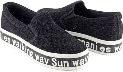 

DeVEE Walking Way Sun Way Black Canvas Shoes For Women(Black