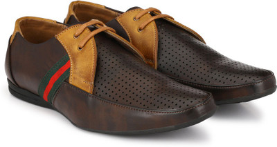 Prolific Perforated Boat Shoes For Men(Brown, Red