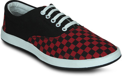 

Get Glamr CHECK LACE UPS Canvas Shoes For Men(Red)