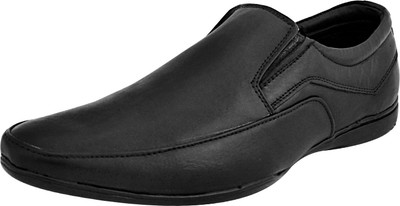 

Feather Leather Genuine Leather Black Formal Shoes 055 Slip On For Men(Black