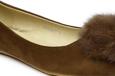 Addons Addons Pom-Pom Suede Ballerinas Bellies