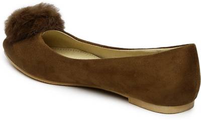 Addons Addons Pom-Pom Suede Ballerinas Bellies