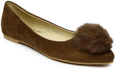 Addons Addons Pom-Pom Suede Ballerinas Bellies