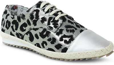 

Get Glamr Designer Lace Ups Canvas Shoes For Women(Silver