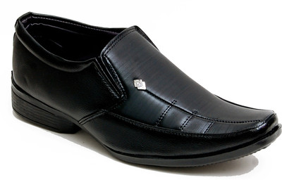 

Oora Faux Leather Party Footwear Designer Formal Office Wear Slip On Shoes For Men(Black, Cb-blk